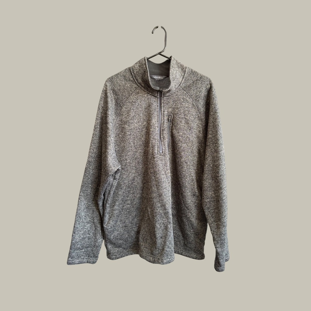 Eddie Bauer Quarter Zip Fleece Pullover XXL Gray Heather Gorpcore Sweater Mens